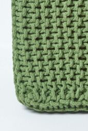 Homescapes Cube Cotton Knitted Pouffe Footstool in Dark Green - thumbnail 4