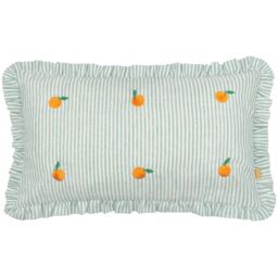 Furn Les Fruites Embroidered Ruffle Cushion in Blue - Size: 30 cm x 50 cm - thumbnail 1