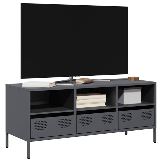 Berkfield Home TV Cabinet Anthracite 101.5x39x43.5 cm Cold-rolled Steel in Black - image 1