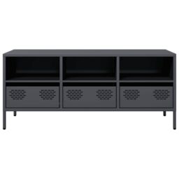 Berkfield Home TV Cabinet Anthracite 101.5x39x43.5 cm Cold-rolled Steel in Black - thumbnail 4