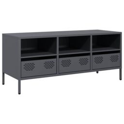 Berkfield Home TV Cabinet Anthracite 101.5x39x43.5 cm Cold-rolled Steel in Black - thumbnail 2