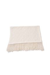 Living and Home Pattern Knitted Throw Blanket with Fringed Edges in Beige - Size: 130 cm x 170 cm - thumbnail 4