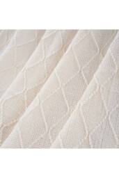 Living and Home Pattern Knitted Throw Blanket with Fringed Edges in Beige - Size: 130 cm x 170 cm - thumbnail 5
