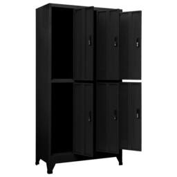 Berkfield Home Locker Cabinet Black 90x45x180 cm Steel - Size: 90 x 45 x 180 cm - thumbnail 5