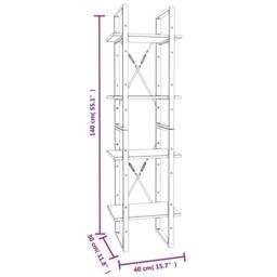 Berkfield Home 4-Tier Book Cabinet Grey Sonoma 40x30x140 cm Engineered Wood - Size: 40 x 30 x 140 cm - thumbnail 7