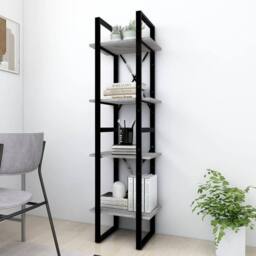 Berkfield Home 4-Tier Book Cabinet Grey Sonoma 40x30x140 cm Engineered Wood - Size: 40 x 30 x 140 cm - thumbnail 2