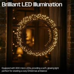 mysmartbuy 25cm Outdoor LED Metal Wreath with 800 Warm White LEDs - 3m Cable - thumbnail 5