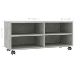 Berkfield Home TV Cabinet with Castors Concrete Grey 90x35x35 cm Engineered Wood - Size: 90 x 35 x 35 cm - thumbnail 6