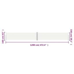 Berkfield Home Retractable Side Awning Cream 160x1200 cm - thumbnail 8