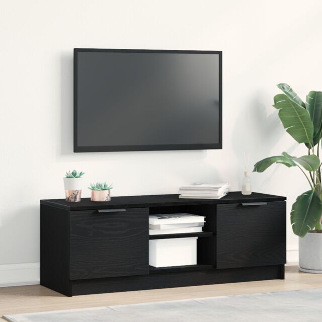 Berkfield Home TV Cabinet Black Oak 102x35x36, 5 cm Engineered Wood - image 1