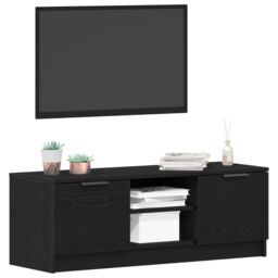 Berkfield Home TV Cabinet Black Oak 102x35x36, 5 cm Engineered Wood - thumbnail 3