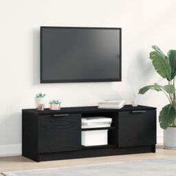 Berkfield Home TV Cabinet Black Oak 102x35x36, 5 cm Engineered Wood - thumbnail 1