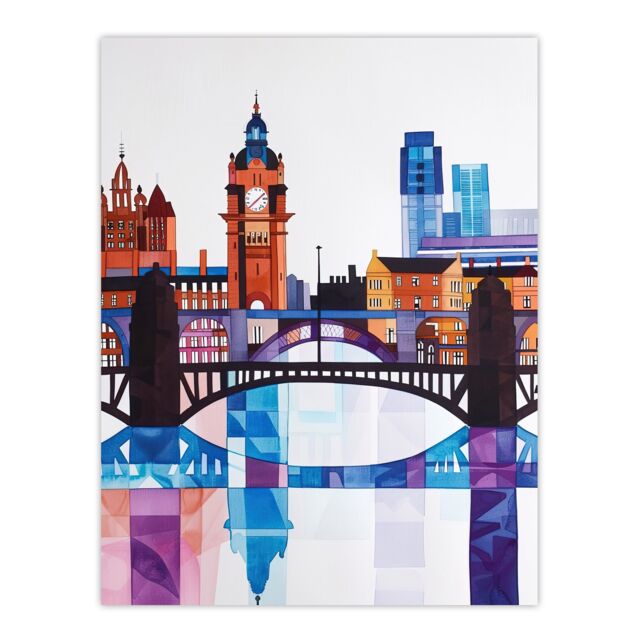 "Artery8 Glasgow Colourful Geometric Skyline Cityscape Wall Art Print - Size: W18"" x H24""" - image 1