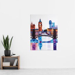"Artery8 Glasgow Colourful Geometric Skyline Cityscape Wall Art Print - Size: W18"" x H24""" - thumbnail 4