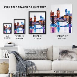 "Artery8 Glasgow Colourful Geometric Skyline Cityscape Wall Art Print - Size: W18"" x H24""" - thumbnail 3