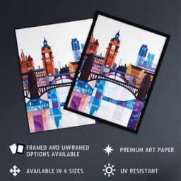 "Artery8 Glasgow Colourful Geometric Skyline Cityscape Wall Art Print - Size: W18"" x H24""" - thumbnail 2