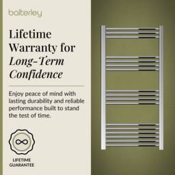 Balterley Straight Heated Towel Rail Radiator, 403W, 600 x 1100mm, Chrome in Silver - thumbnail 7