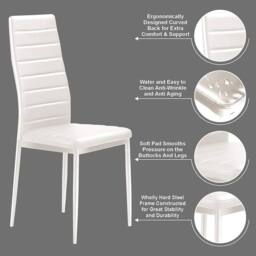 KOSY KOALA Wooden Dining Set with 4 White Padded Leather Chairs in Brown - thumbnail 5