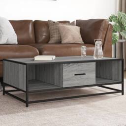 Berkfield Home Coffee Table Grey Sonoma 100x57x35 cm Engineered Wood & Metal - Size: 100 x 57 x 35 cm - thumbnail 2