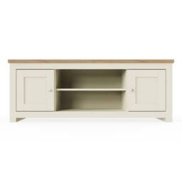 Nordara TV Stand Cabinet Unit Modern 2 Door Entertainment Open Shelf Cream