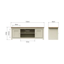 Nordara TV Stand Cabinet Unit Modern 2 Door Entertainment Open Shelf Cream - thumbnail 2