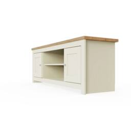 Nordara TV Stand Cabinet Unit Modern 2 Door Entertainment Open Shelf Cream - thumbnail 5