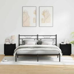 Berkfield Home Modern Bedside Cabinets with LED Lights 2 pcs Black Oak 44x34, 5x45 cm - thumbnail 4