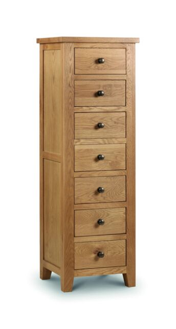 Ashfield Stylish White Oak Narrow Chest (7 Drawers) in Light Oak