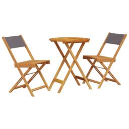 Berkfield Home 3 Piece Bistro Set Anthracite Fabric & Solid Wood in Dark Grey