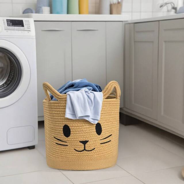 Voltico Large Kids Storage Basket 30cm Cotton Toy & School Organiser in Tan - image 1