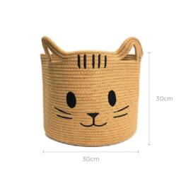 Voltico Large Kids Storage Basket 30cm Cotton Toy & School Organiser in Tan - thumbnail 5