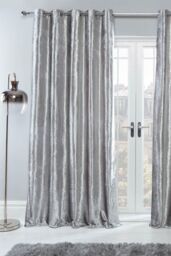 OHS Ready Made Eyelet Crushed Velvet Curtains, Silver in Light Grey - Size: 167 cm width x 228 cm drop