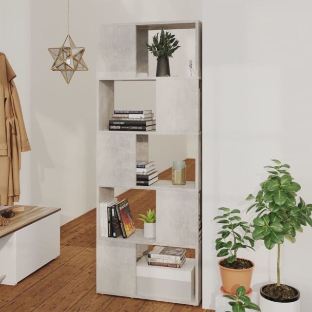 Berkfield Home Book Cabinet Room Divider Concrete Grey 60x24x155 cm - Size: 60 x 24 x 155 cm - image 1