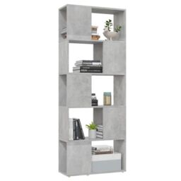 Berkfield Home Book Cabinet Room Divider Concrete Grey 60x24x155 cm - Size: 60 x 24 x 155 cm - thumbnail 4