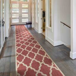 runrug Hallway Carpet Runner Rug - Hardwearing & Durable, 7mm - 'Trellis' in Red - Size: 66 cm x 210 cm - thumbnail 1