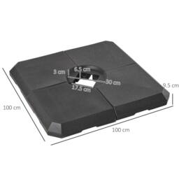 OUTSUNNY Set of 4 Parasol Base Stand Weights for Cantilever Umbrella to 120kg in Black - thumbnail 3