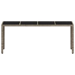 Berkfield Home Garden Table with Glass Top Light Grey 190x90x75 cm Poly Rattan - Size: 190 x 90 x 75 cm - thumbnail 5