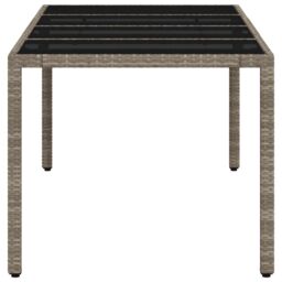 Berkfield Home Garden Table with Glass Top Light Grey 190x90x75 cm Poly Rattan - Size: 190 x 90 x 75 cm - thumbnail 6
