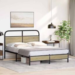 Berkfield Home Bed Frame without Mattress 120x200 cm Sonoma Oak Engineered Wood in Brown - Size: Small Double - thumbnail 4
