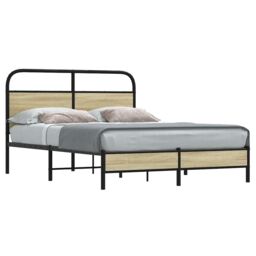 Berkfield Home Bed Frame without Mattress 120x200 cm Sonoma Oak Engineered Wood in Brown - Size: Small Double - thumbnail 1