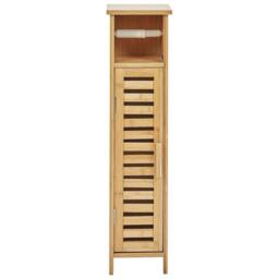 Wyld and Coco Toilet Paper Cabinet Light Brown Bamboo Wall Cabinet Shelves and Door - thumbnail 4