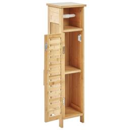 Wyld and Coco Toilet Paper Cabinet Light Brown Bamboo Wall Cabinet Shelves and Door - thumbnail 5