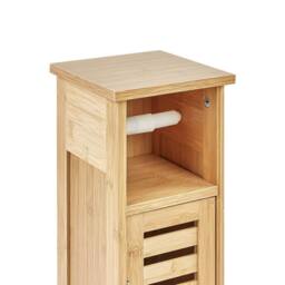 Wyld and Coco Toilet Paper Cabinet Light Brown Bamboo Wall Cabinet Shelves and Door - thumbnail 6