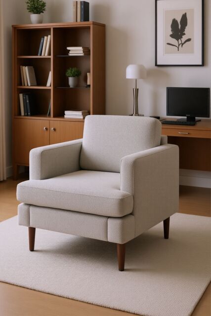 Living and Home Mid-Century Single Sofa Armchair in Light Grey - image 1