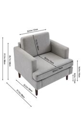 Living and Home Mid-Century Single Sofa Armchair in Light Grey - thumbnail 2