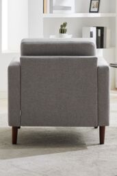 Living and Home Mid-Century Single Sofa Armchair in Light Grey - thumbnail 5