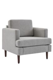 Living and Home Mid-Century Single Sofa Armchair in Light Grey - thumbnail 3