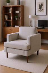 Living and Home Mid-Century Single Sofa Armchair in Light Grey - thumbnail 1