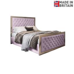 Casani Latimer Upholstered Soft Velvet Pink Metal Designer Bed Frame - Size: King - thumbnail 4