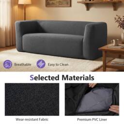 Costway Double Inflatable Couch Portable Blow Up Sofa w/ Detachable Cover in Grey - thumbnail 3